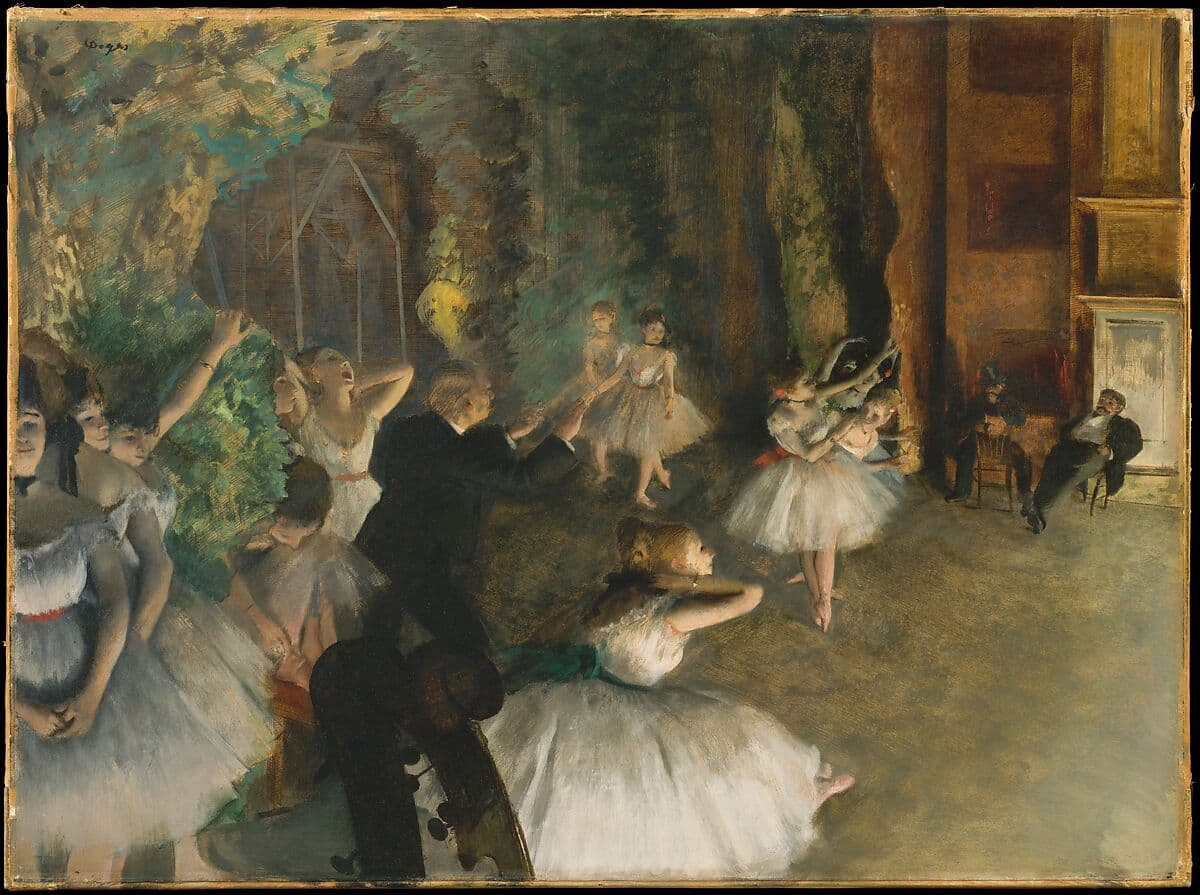 The Rehearsal of the Ballet Onstage，作者 埃德加·德加