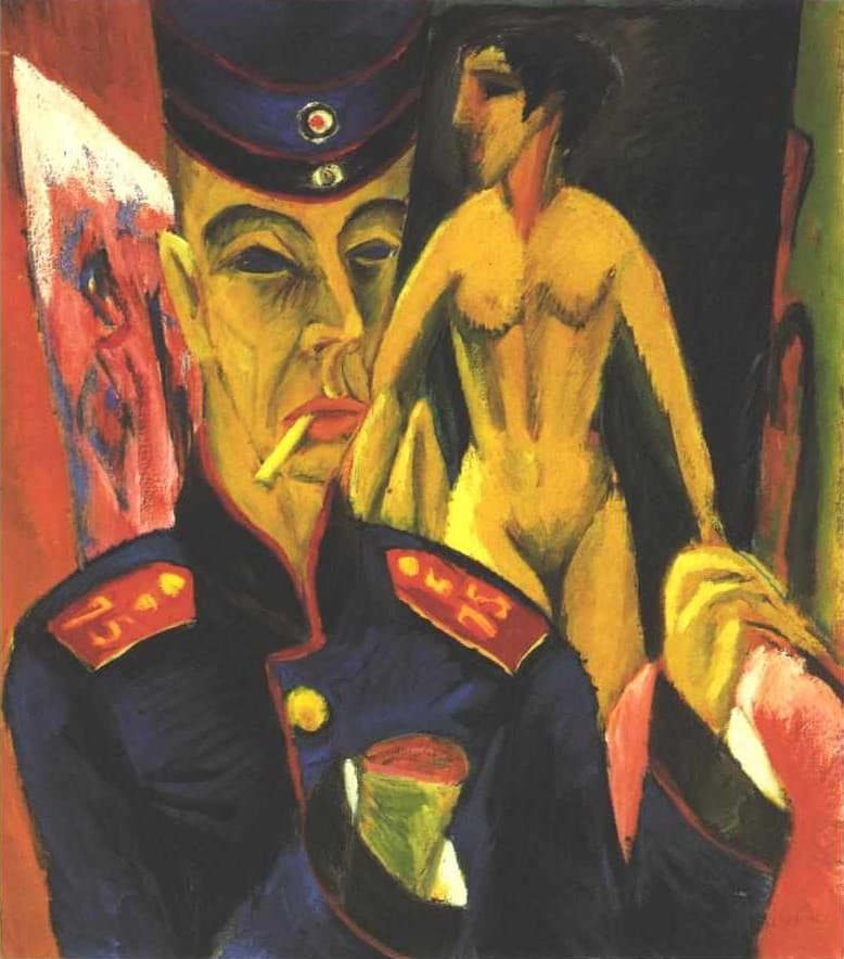 Self-Portrait as a Soldier，作者 Ernst Ludwig Kirchner