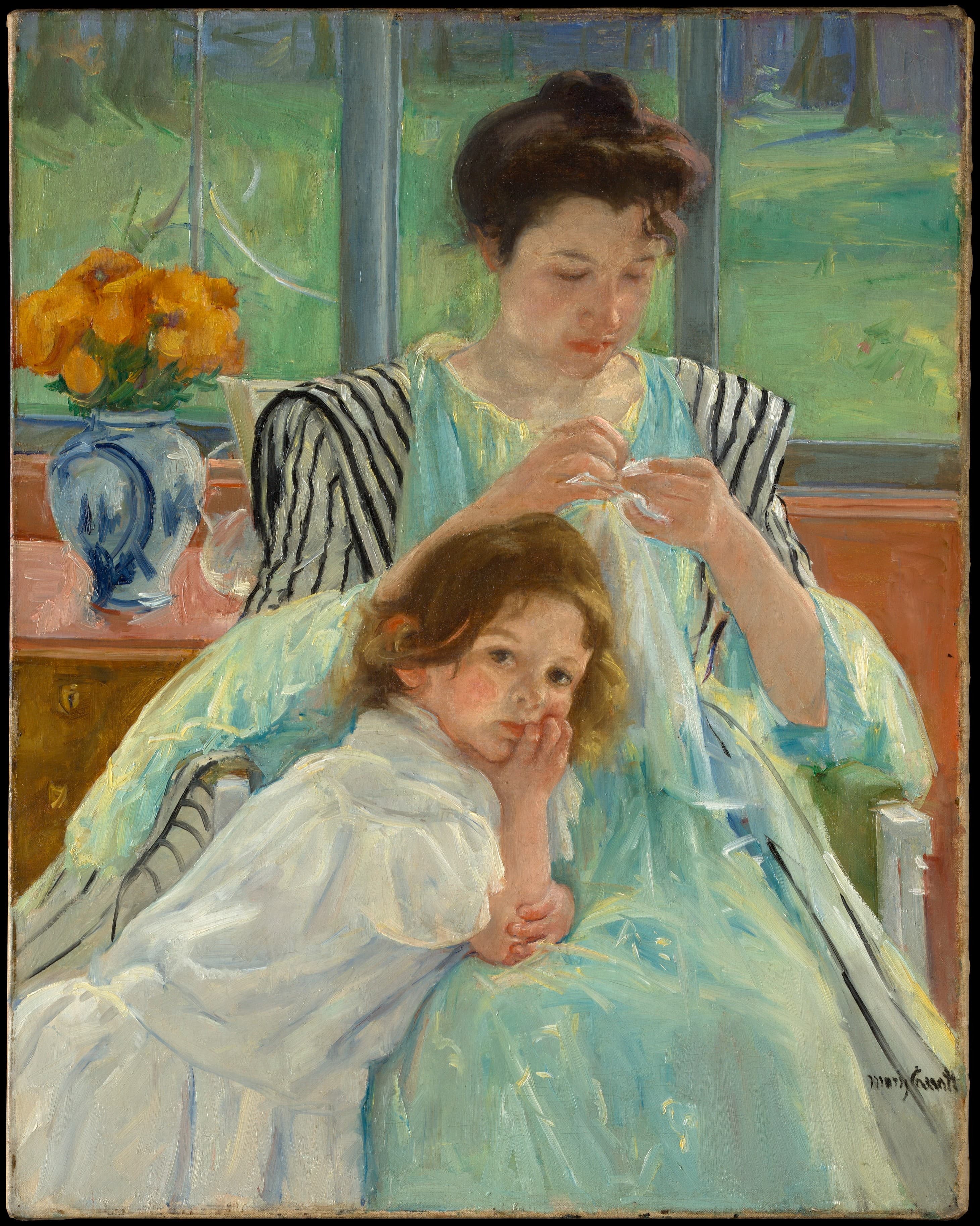 Young Mother Sewing，作者 Mary Cassatt