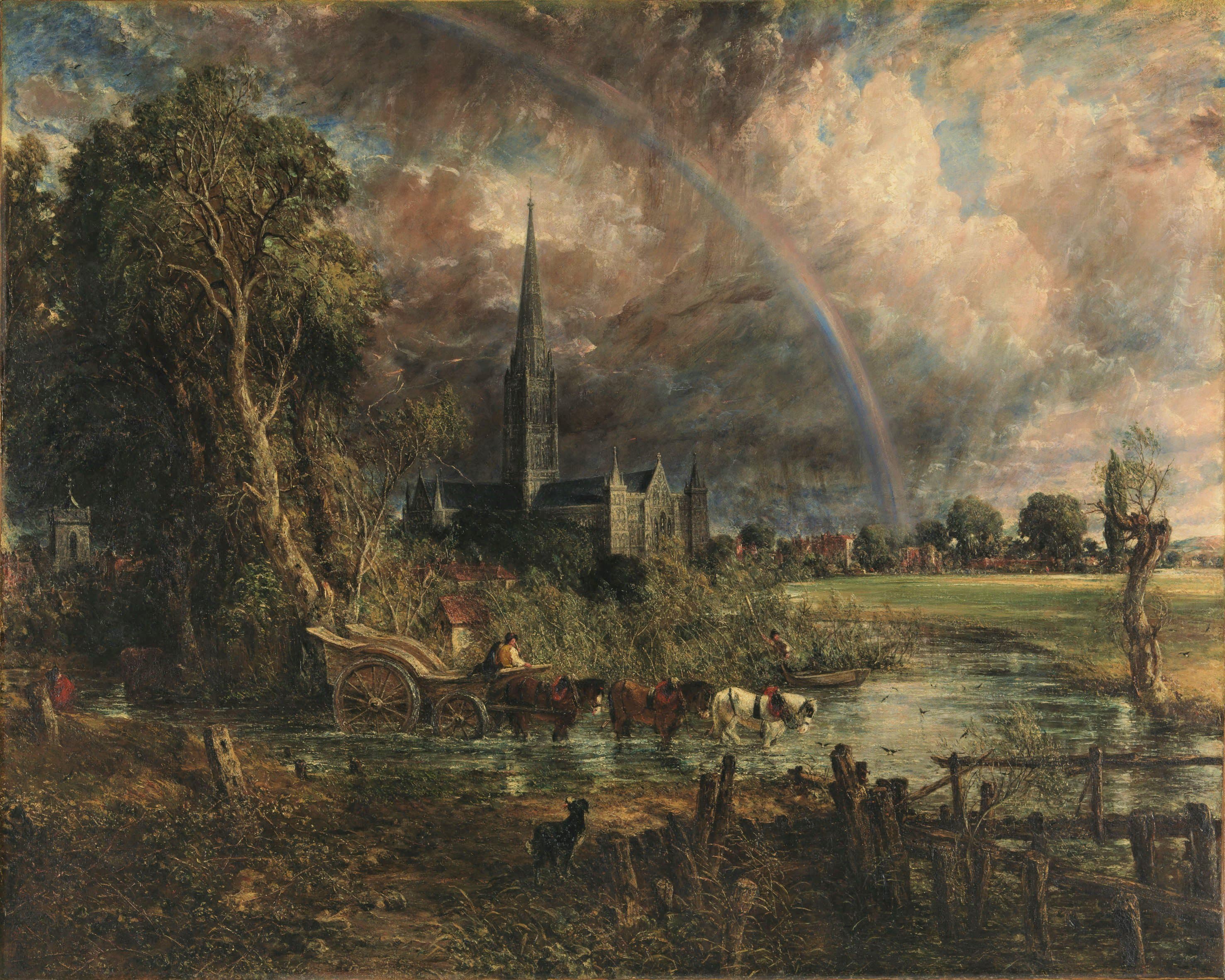 Salisbury Cathedral from the Meadows，作者 约翰·康斯太勃尔