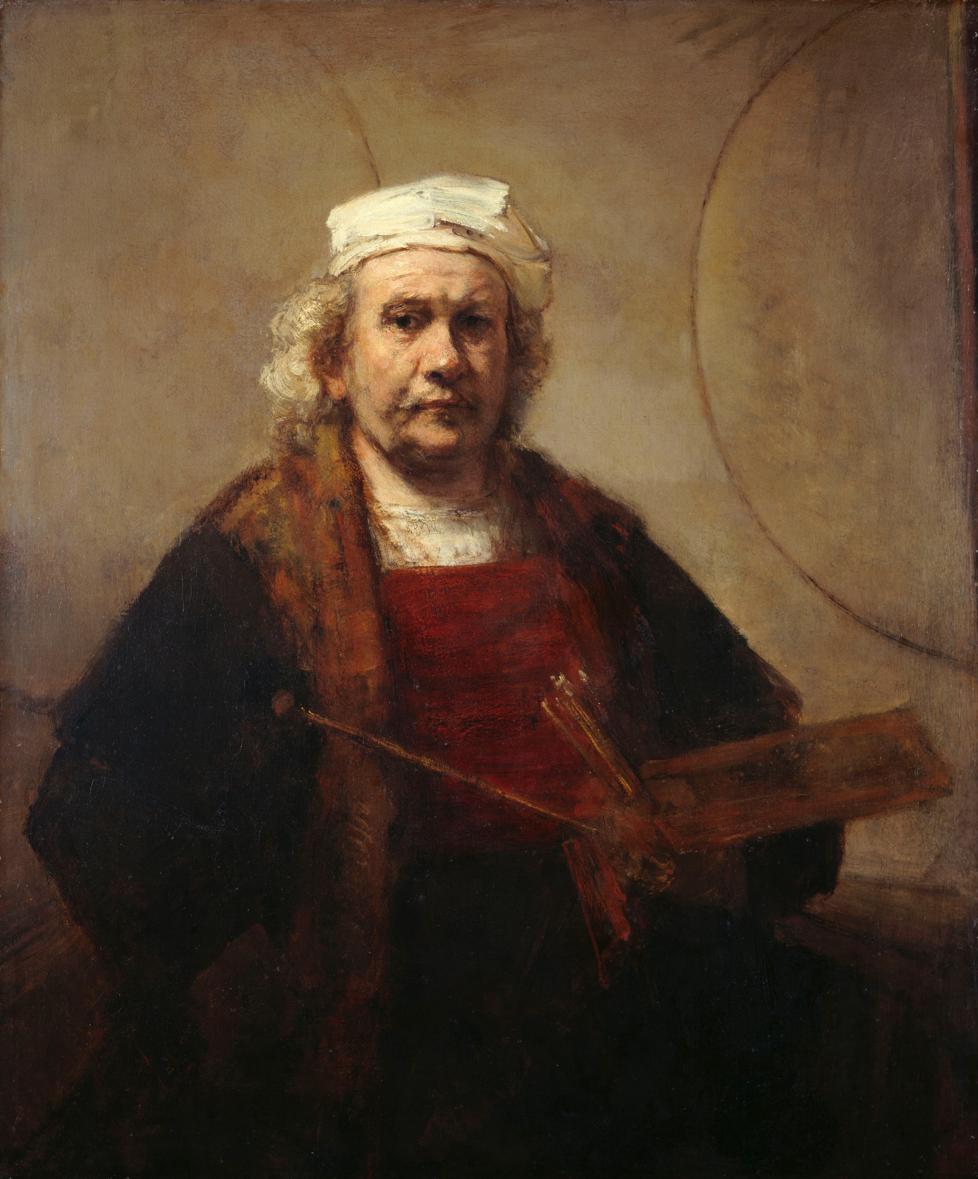 Self-Portrait with Two Circles，作者 伦勃朗