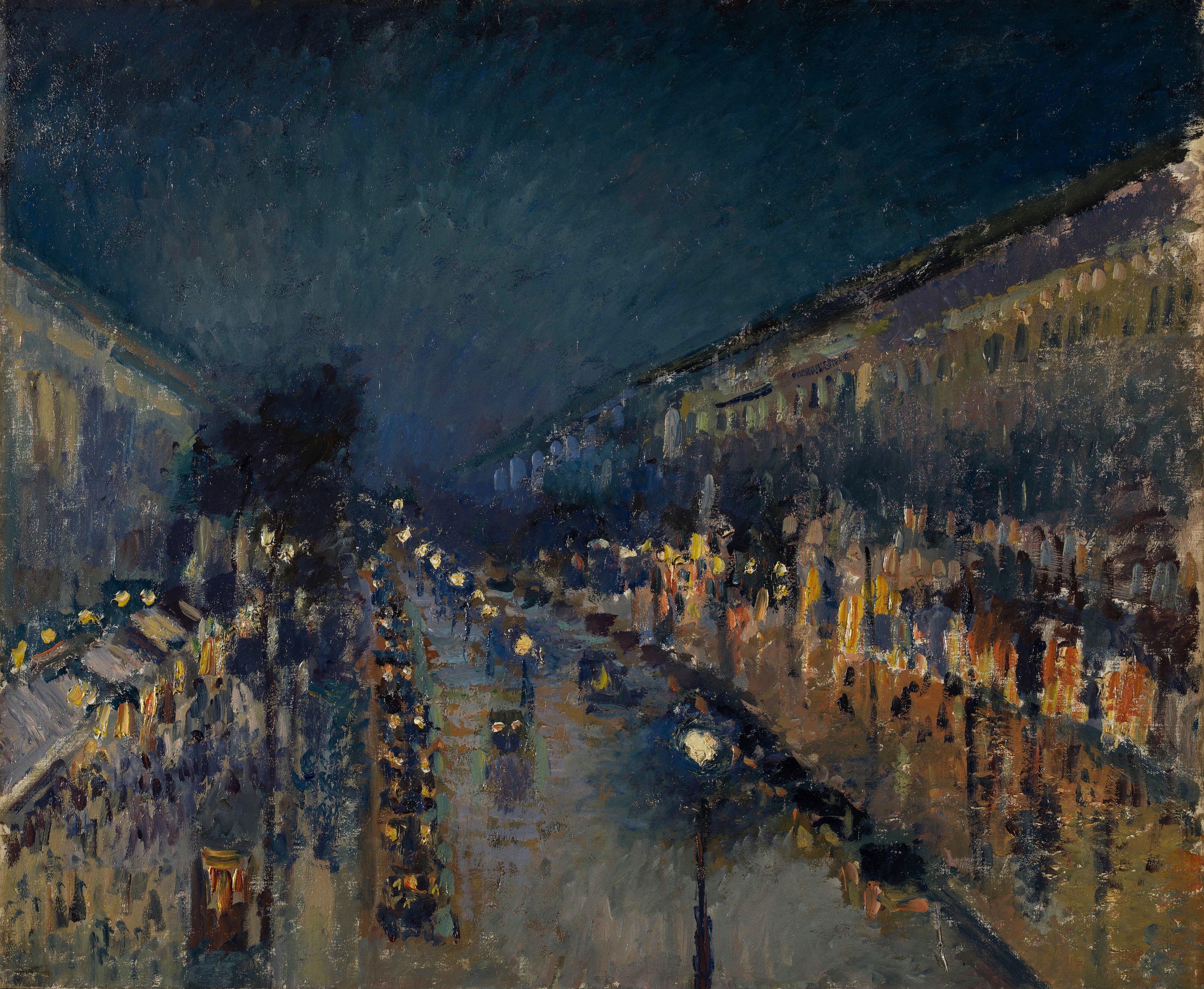 Boulevard Montmartre at Night,作者 卡米耶·毕沙罗